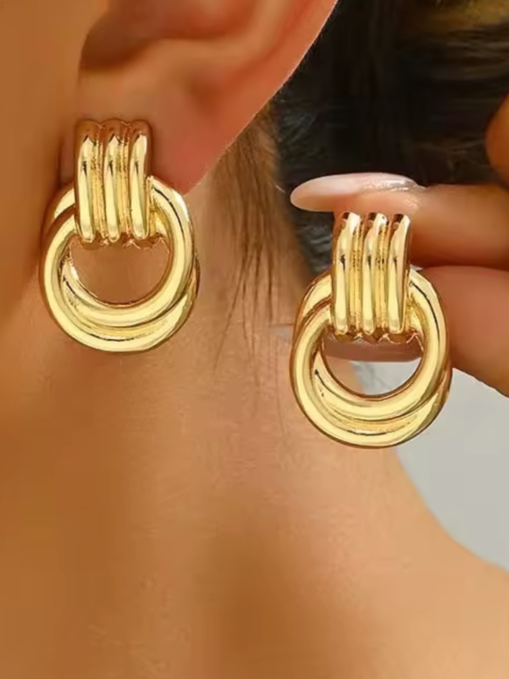 Chunky Knot Earrings Silver and Gold